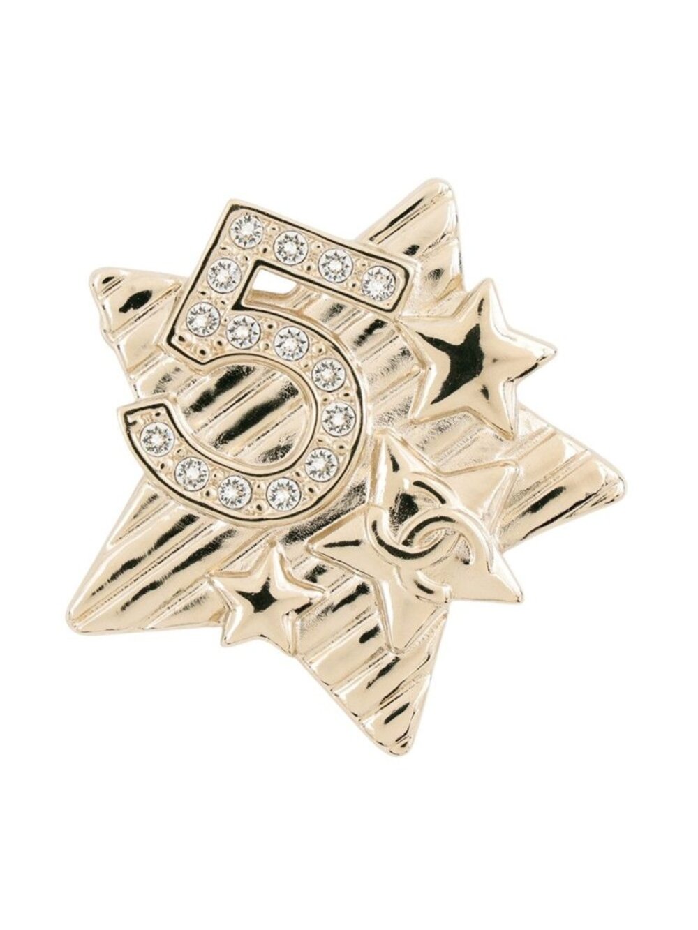 Chanel Brooch CC Logo No 5 Star Metal Rhinestone B Cahnel